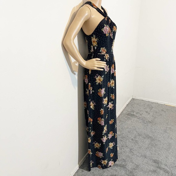 Free People Black Polka Dot Floral Maxi Dress Sz S Boho Festival Summer - Picture 3 of 10